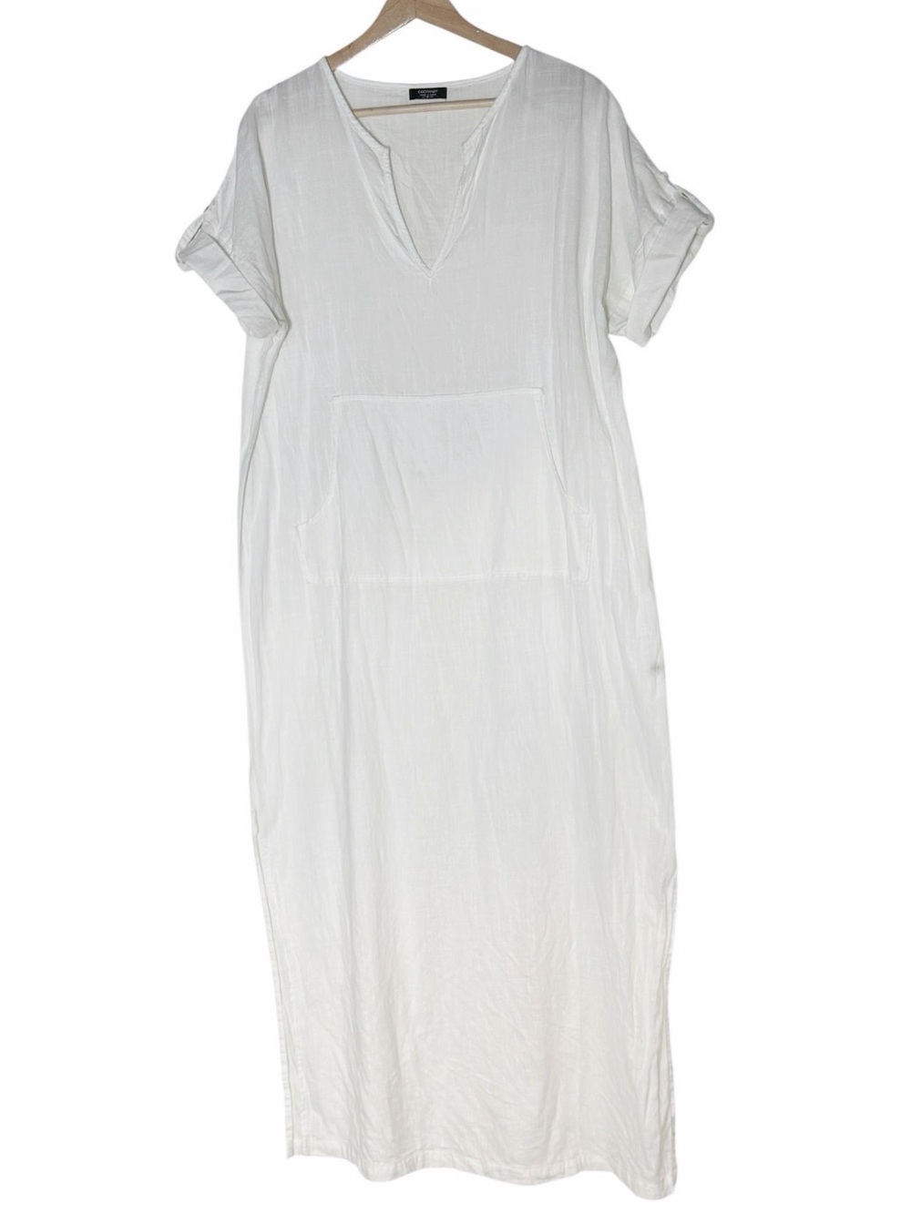 Coofandy White Lightweight Breathable Midi Shift Shirt Dress Size M Pockets Slit